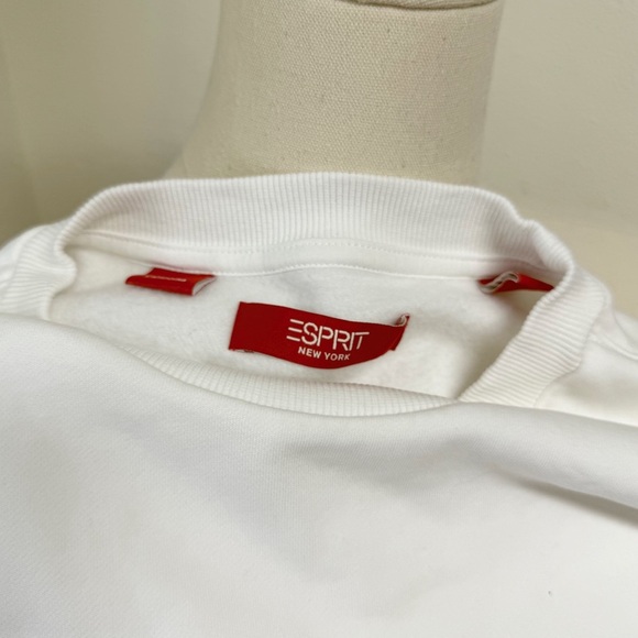 NWOT Esprit Authentic White Crewneck Sweatshirt Unisex Size Medium - Picture 5 of 5
